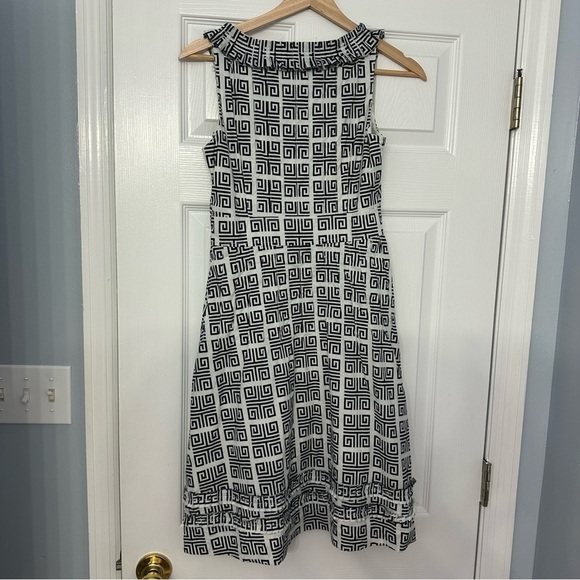 Tory Burch Dress Mini Shift Black White Geometric Designer Size 2 Extra Small - Picture 4 of 7